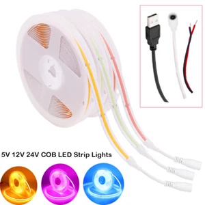 Flexible COB LED Streifen Lichter 5V 12V 24V Band Seil Schrank Küche Licht 320LEDs - Bild 1 von 24