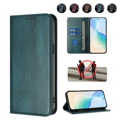 Genuine Leather Wallet Case Magnetic Flip Cover for OnePlus 8T/9/10 Pro/11/12/13 - Image 1 of 4