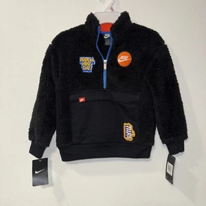 NIKE SPORTSWEAR SHERPA SWEATSHIRT KIDS BLACK size 6 (5-6) - Picture 1 of 7