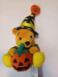 Winnie The Pooh Halloween Witch Pumpkin 7" Bean Bag Mini Plush Disney Store Rare - Picture 1 of 5