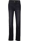 Jeans mit Komfortbund und Knopfdetail Gr. 38 Schwarz Damenjeans Hose Pants Neu