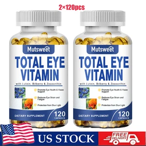 2*120 Eye Complex with Lutein Bilberry Zeaxanthin Eye Health & Visual Acuity - Picture 1 of 8