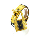 HERMES KELLY Black Dial Vintage Leather Belt Watch USED 240425M