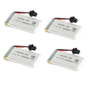 4PCS 3.7V 1800mAh Lipo High Rate Battery 903052 SM plug+USB Charger For drone RC - Picture 1 of 4