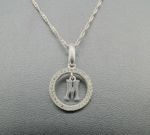 Sterling Silver 925 Italy Initial “M” Pendant Necklace 17” - Picture 1 of 7