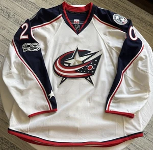 2016-17 Brandon Saad Game Worn Columbus Blue Jackets Away Playoff Jersey w/ LOA - Foto 1 di 4