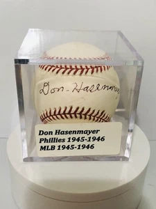 **DON HASENMAYER PHILADELPHIA PHILLIES 1945 - 46 SIGNED BALL** - Picture 1 of 6