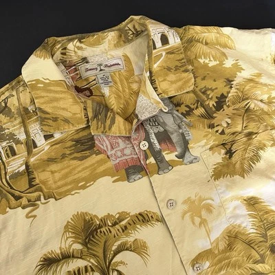Tommy Bahama Hawaiian 100% Silk Shirt Island Girl Riding Elephant Mens MEDIUM - Image 1 of 4