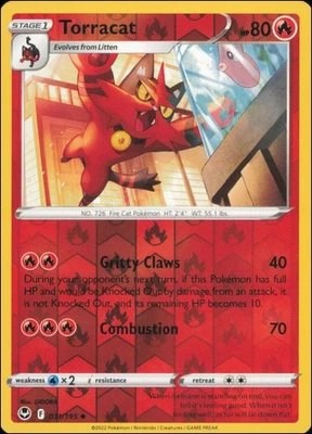 Pokemon - Torracat #031/195 - SWSH12: Silver Tempest Reverse Holo - Image 1 of 2