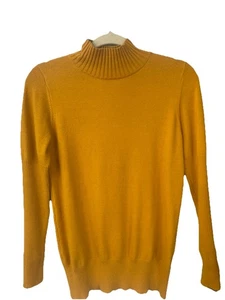 Mustard Yellow Mock Neck Ribbed Sleeve Sweater Women’s S/M (Unbranded) - Picture 1 of 8