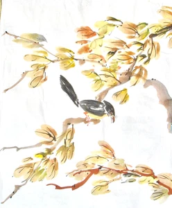 Chinese Ink Painting - Rice Paper Original "Bird Looking Down" + 2 FREE GIFTS - Picture 1 of 3