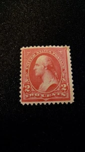 U.S. Stamps Scott #252, M/F/NG/H, Carmine, 2 Cent, Washington, 1894, P12, T-3 - Picture 1 of 2