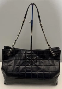 Bolso de Mano Tory Burch Marion Negro Charol Acolchado Cartera 3 Compartimentos - Imagen 1 de 20