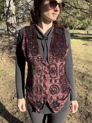 Chaleco Con Cuentas Terciopelo Informal Contempo De Colección Años 90 Caprichoso Hada Grunge Foto 1 de 4