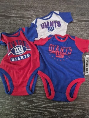 New York Giants NFL Baby Bodysuits Set of 3 Team Apparel 12M - Image 1 of 4