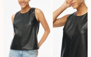 Neu Neu mit Etikett JCREW Kunstleder Shell ärmelloses Top Shirt schwarz Größe Small - Bild 1 von 9