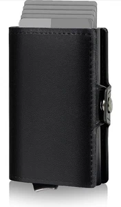 Herren Geldbörse Slim Wallet mit RFID-Schutz & Münzfach – Schwarz Kartenetui - Bild 1 von 7