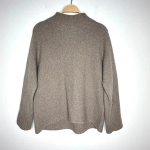 Vince Mock Neck Cashmere Wool Sweater Ribbed Knit Long Sleeve Neutral Brown - Picture 1 of 10