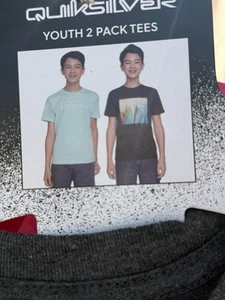 New Quicksilver Youth 2 Pack Tee Shirts Sets XL 18/20 Teal & Charcoal Crew Neck - Picture 1 of 4