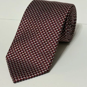 Jos A Bank Herren 100 % Seide Krawatte Designer Geometrisch Rot/Schwarz/Silber EUC - Bild 1 von 4