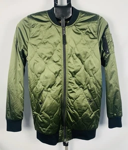 Hollister Men’s Quilted Bomber Jacket XS Green Zip Up Pockets Casual Streetwear - Picture 1 of 17