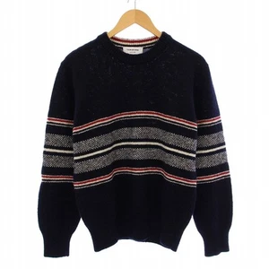 Thom Browne Knit Sweater Long Sleeve Crew Neck Border Pattern Wool Mohair Blend - Picture 1 of 7