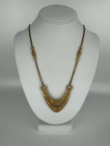 Collana Vintage Firmata Corona TRIFARI Tono Oro Confetti MCM Modernariato Dichiarazione 22" - Foto 1 di 14