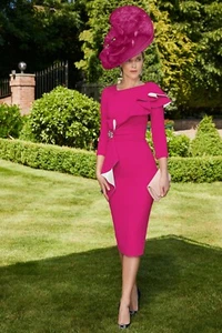 VENI INFANTINO MOTHER OF THE BRIDE DRESS SIZE 8 IN MAGENTA/IVORY NEVER WORN - Picture 1 of 19