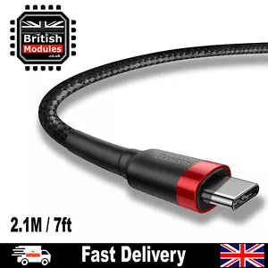 2M Braided USB C Cable Fast Charging Type-C Cable Quick Charger Cord Wire 7ft - Picture 1 of 10