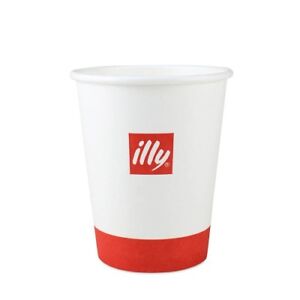 ILLY LOGO Paper Hot Cups Cappuccino Espresso Coffee 100 pcs. - 8oz. 230ml.