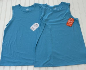 Lot of 2 Wonder Nation Boys XL (14-16) Blue Tough Solid Tank Top Shirt New - Picture 1 of 5