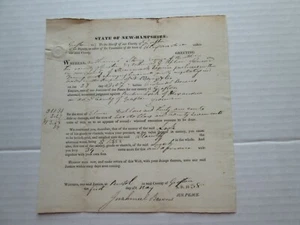 GRAFTON COUNTY NEW HAMPSHIRE; 27 FEBRUARY 1838 ATTACHMENT OF GOODS, NATH. BERRY - Picture 1 of 2