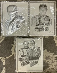 NASCAR 11x14 DALE ADKINS ART HAND DRAWN LITHOGRAPH DALE EARNHARDT SR / JR LOT 3 - Picture 1 of 7