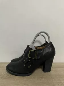 CLARKS LADIES BLACK LEATHER ZIP UP BUCKLE ANKLE STRAP BOOT SHOE UK 3 EUR 36 K38 - Picture 1 of 8