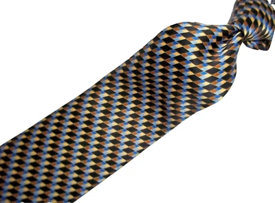 / Corbata de seda Stefano Ricci negra, beige, azul, multicolor L59" x 3,75" W Foto 1 de 4