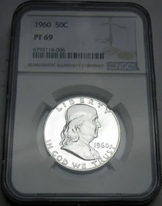 1960 Proof 69 Franklin Silver Half Dollar NGC Certified Proof PF69 - Picture 1 of 10