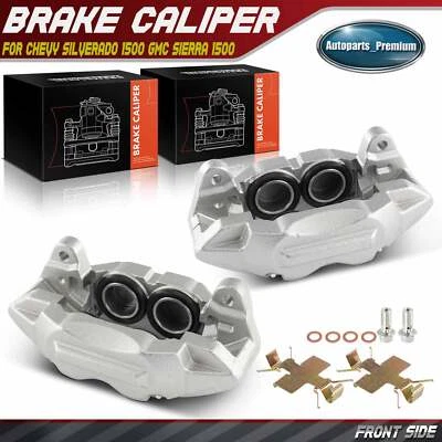 Pair Front Brake Calipers w/ Bracket for Chevy Silverado 1500 19-24 GMC Sierra - Image 1 of 4