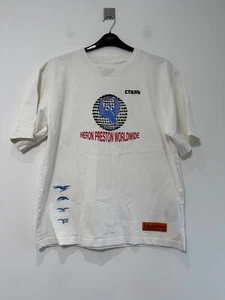 Camiseta Heron Preston HP Worldwide Para Hombre Talla Mediana Blanca Bordada De Gran Tamaño - Imagen 1 de 12