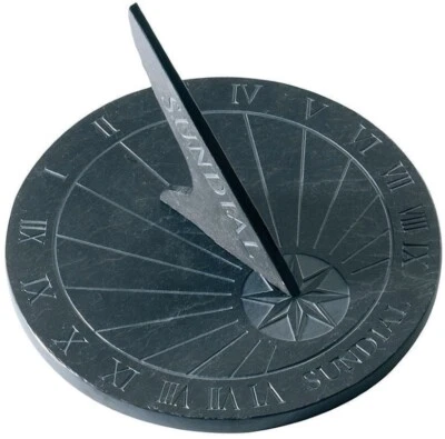Reloj de jardín con reloj de jardín de guardia redondo negro gris reloj de pizarra de reloj de pizarra redondo negro gris 25 cm - Imagen 1 de 4