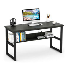 Home Office Desk Table with Shelves Gaming Computer Writing Storage Workstation