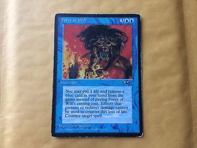 Misprint FORCE OF WILL Alliances Miscut BACK ONLY Error MTG Magic Card HP - Image 1 of 4