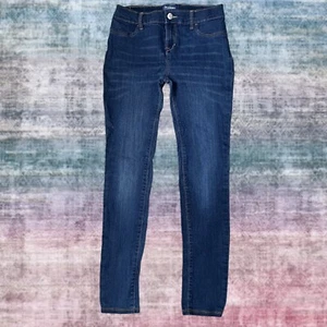 Old Navy Girls Rockstar Jeggings Skinny Jeans Size 14 Blue Dark Wash Adj Waist - Picture 1 of 9