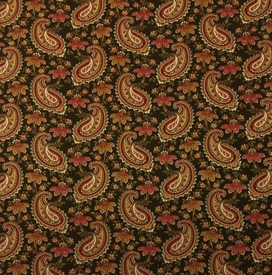 WAVERLY VILLAGE PENZANCE PAISLEY BROWN DRAPERY FURNITURE FABRIC BY THE YARD 54"W - Image 1 of 4