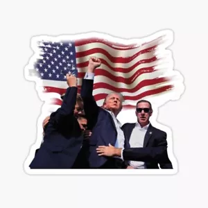 DONALD TRUMP 7/13 Attempted Assassination sticker Wavy American flag - Picture 1 of 1