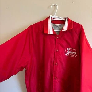 VTG Hartwell Bomber Jacket Jacks Pizze Button Up Red - Mens Size XL - Picture 1 of 5