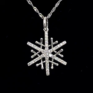 Gold Diamond Necklace 18K Solid White Gold 0.17cts Natural Diamond UK Hallmarked - Picture 1 of 13