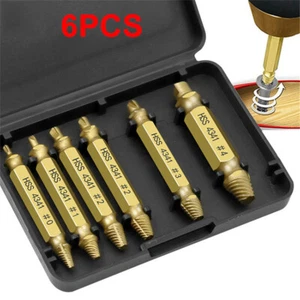 6/12PCS Damaged Screw Extractor Set Broken Bolt Remover Drill Bits Remover Tools - Picture 1 of 8