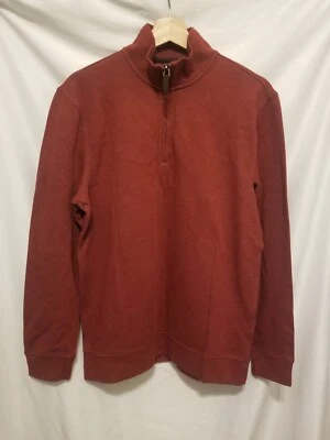 Suéter Pullover Club Room 1/4 Cremallera Hombres Pequeño Granate Piedra Cuello Simulado Tejido Foto 1 de 4