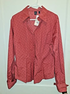 Cruel Denim Western Shirt Ladies XL REd Print Long Sleeve Snap Western Shirt NWT - Picture 1 of 8