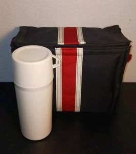 Aladdin Pantos Waltham Mass Soft Lunch Box with Thermos USA Made Black White Red - Picture 1 of 8